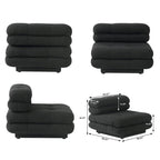 Canapé modulable en forme de U en velours Teddy beige/noir/marron clair, 6 places