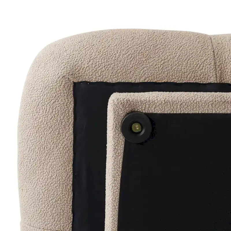 Canapé modulable en forme de U en velours Teddy beige/noir/marron clair, 6 places