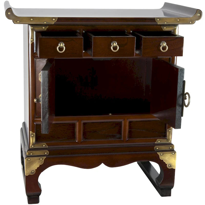Table d'appoint noyer 3 tiroirs, style antique, individuelle