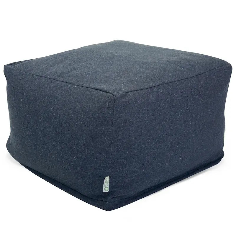 Pouf ottoman tissé Magnolia / Gris / Marine / Marron clair, 1 place, 68,5 x 68,5 x 43 cm
