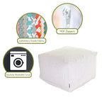 Pouf ottoman tissé Magnolia / Gris / Marine / Marron clair, 1 place, 68,5 x 68,5 x 43 cm