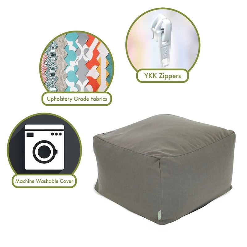 Pouf ottoman tissé Magnolia / Gris / Marine / Marron clair, 1 place, 68,5 x 68,5 x 43 cm