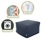 Pouf ottoman tissé Magnolia / Gris / Marine / Marron clair, 1 place, 68,5 x 68,5 x 43 cm