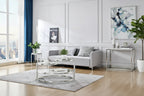 3 Tiers Round and Glass Coffee Table with 360 Degrees Rotating Top