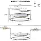 Table basse ronde en verre argenté, plateau rotatif à 360° à 3 niveaux, pour 1 à 2 personnes