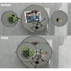 Table basse ronde en verre argenté, plateau rotatif à 360° à 3 niveaux, pour 1 à 2 personnes