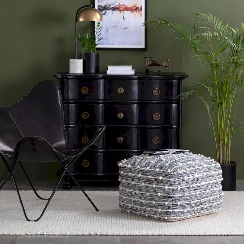 Pouf carré bleu / rouge, 1 place