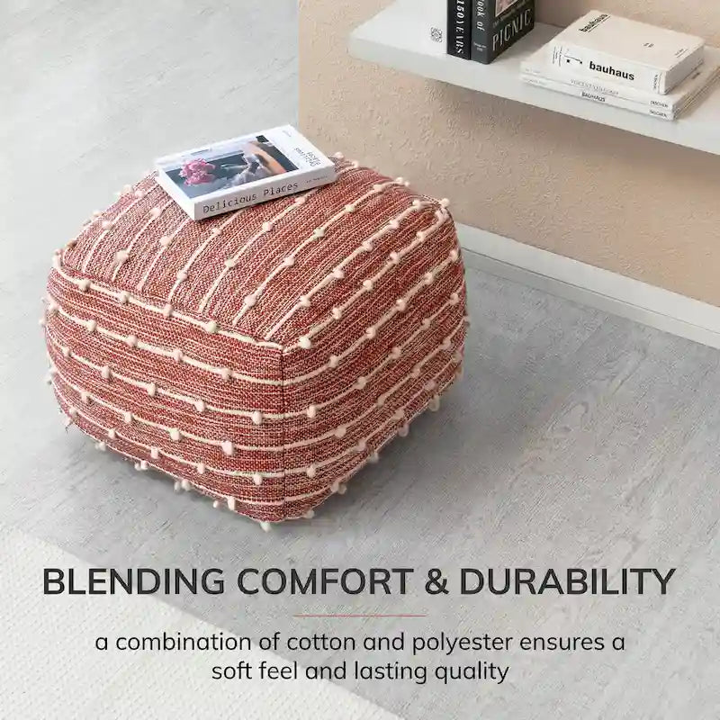 Pouf carré bleu / rouge, 1 place
