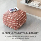 Pouf carré bleu / rouge, 1 place