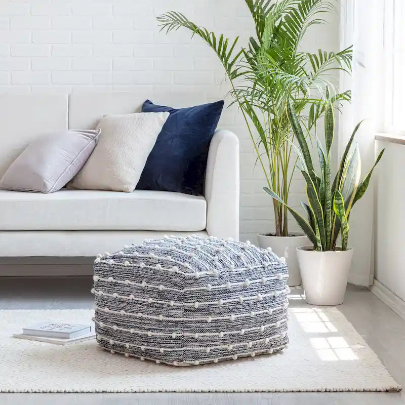 Pouf carré bleu / rouge, 1 place