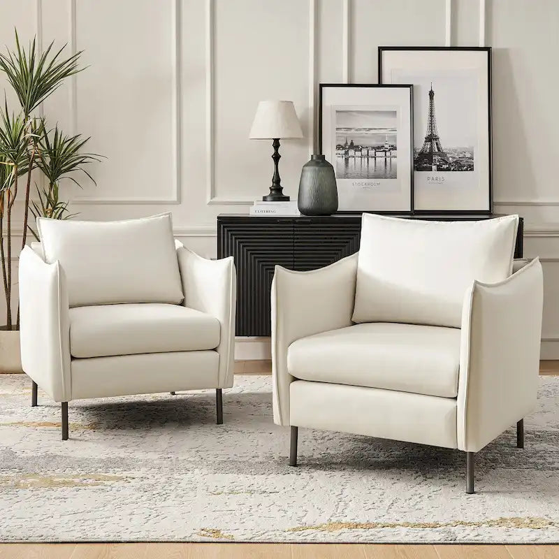Fauteuil d'appoint en tissu anti-rayures, style moderne, lot de 2