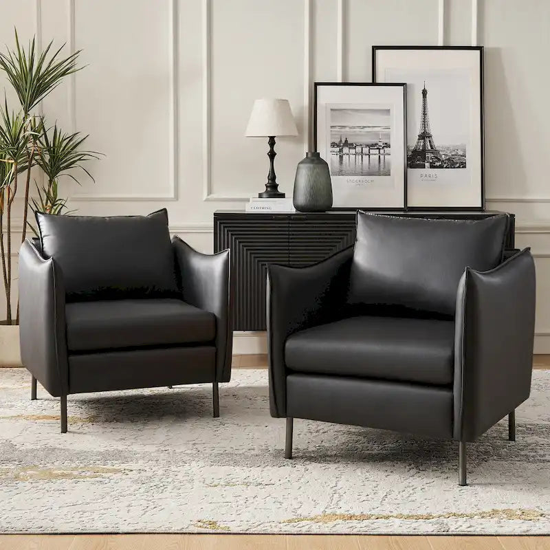 Fauteuil d'appoint en tissu anti-rayures, style moderne, lot de 2