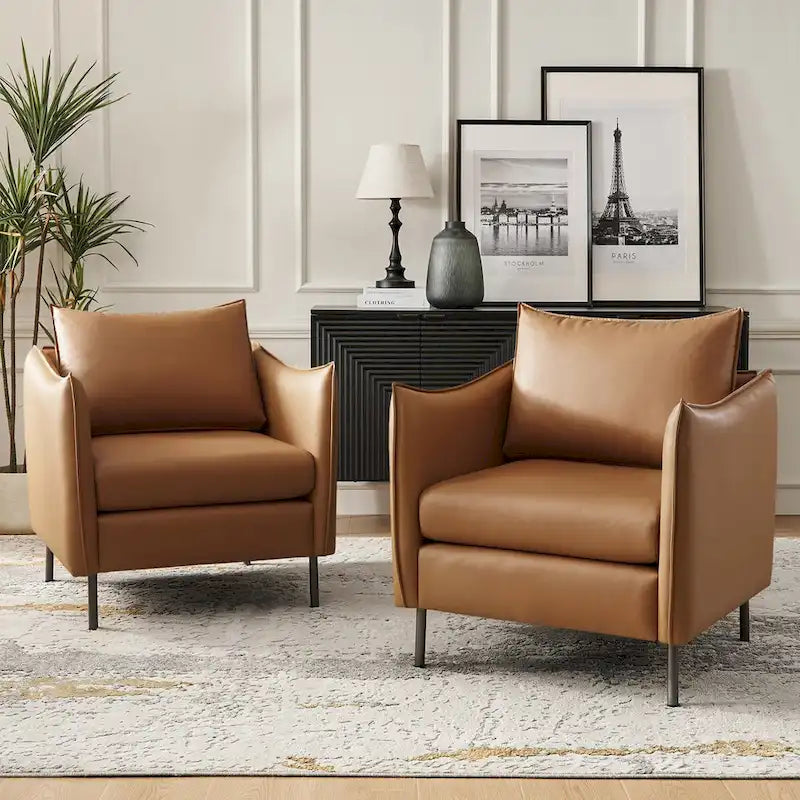 Fauteuil d'appoint en tissu anti-rayures, style moderne, lot de 2