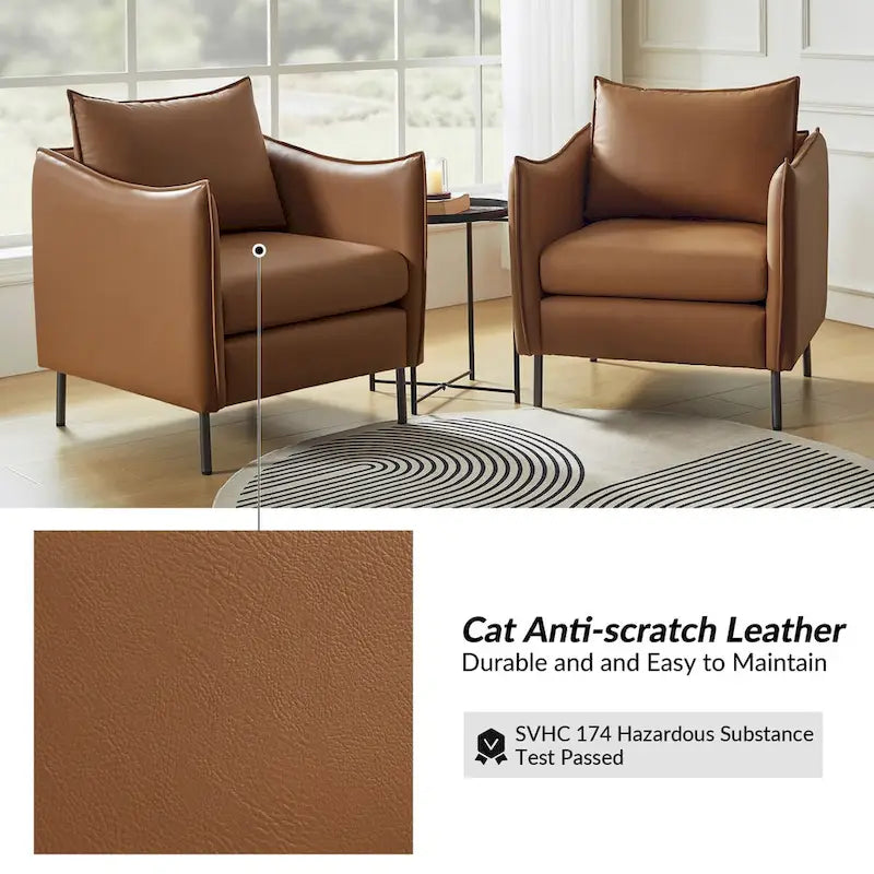 Fauteuil d'appoint en tissu anti-rayures, style moderne, lot de 2