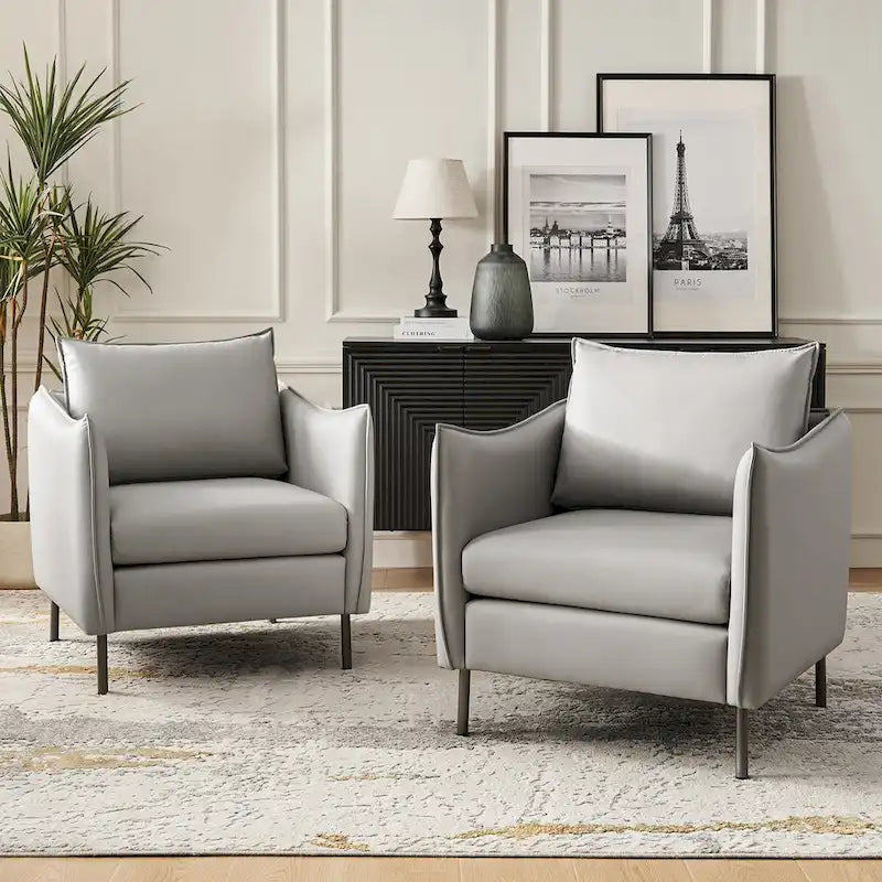 Fauteuil d'appoint en tissu anti-rayures, style moderne, lot de 2