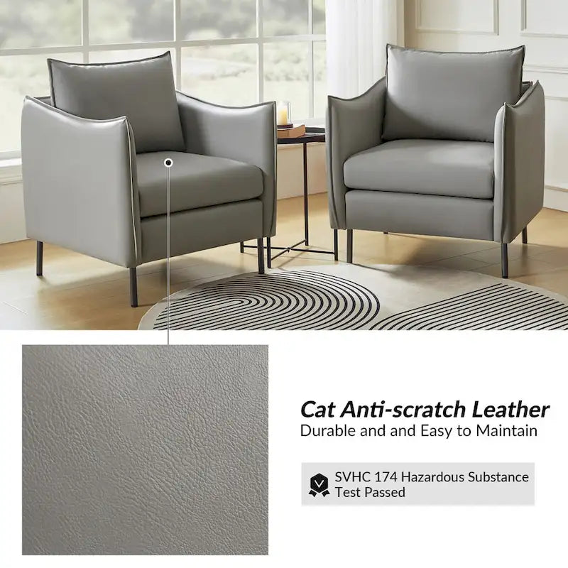 Fauteuil d'appoint en tissu anti-rayures, style moderne, lot de 2