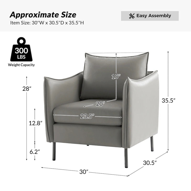 Fauteuil d'appoint en tissu anti-rayures, style moderne, lot de 2