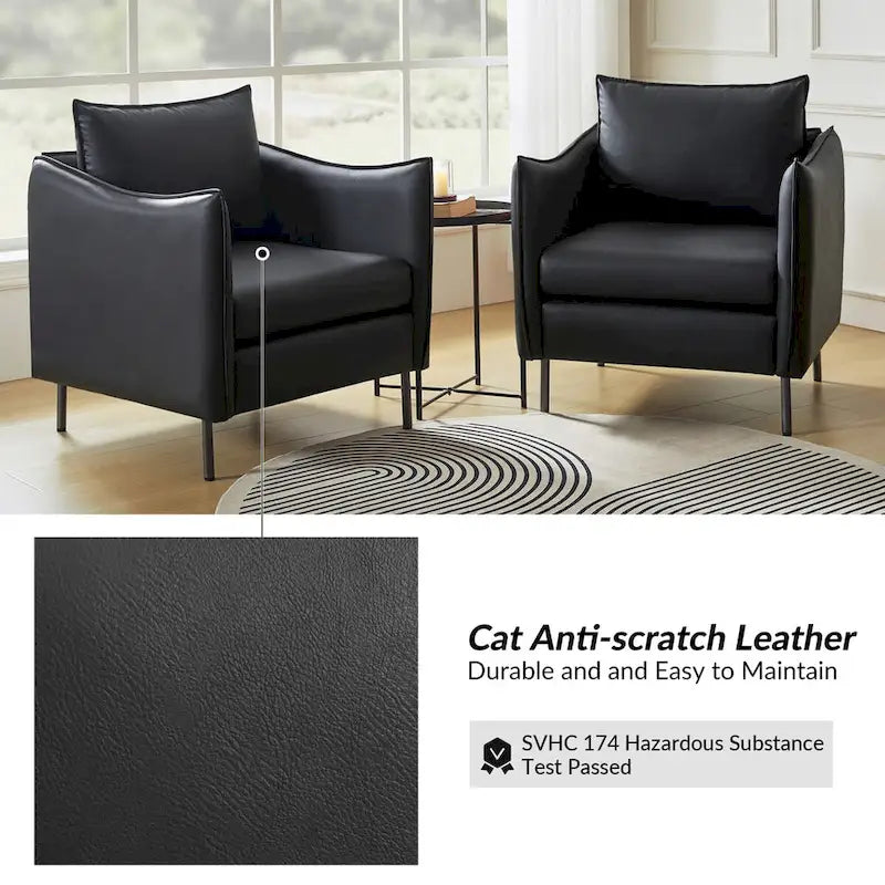 Fauteuil d'appoint en tissu anti-rayures, style moderne, lot de 2