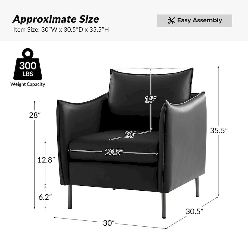 Fauteuil d'appoint en tissu anti-rayures, style moderne, lot de 2
