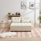 Canapé sectionnel convertible 3-en-1 en velours côtelé beige, symétrique, 3+ places