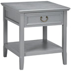 Table d'appoint vintage argentée/marron avec tiroir et étagère ouverte, utilisation individuelle