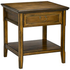Side Table with Storage, Vintage End Table with Drawer and Open Shelf, Beside Table for Bedroom, Living Room