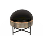 Table basse de rangement ronde, marron rustique, utilisation par 1 personne
