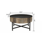 Table basse de rangement ronde, marron rustique, utilisation par 1 personne