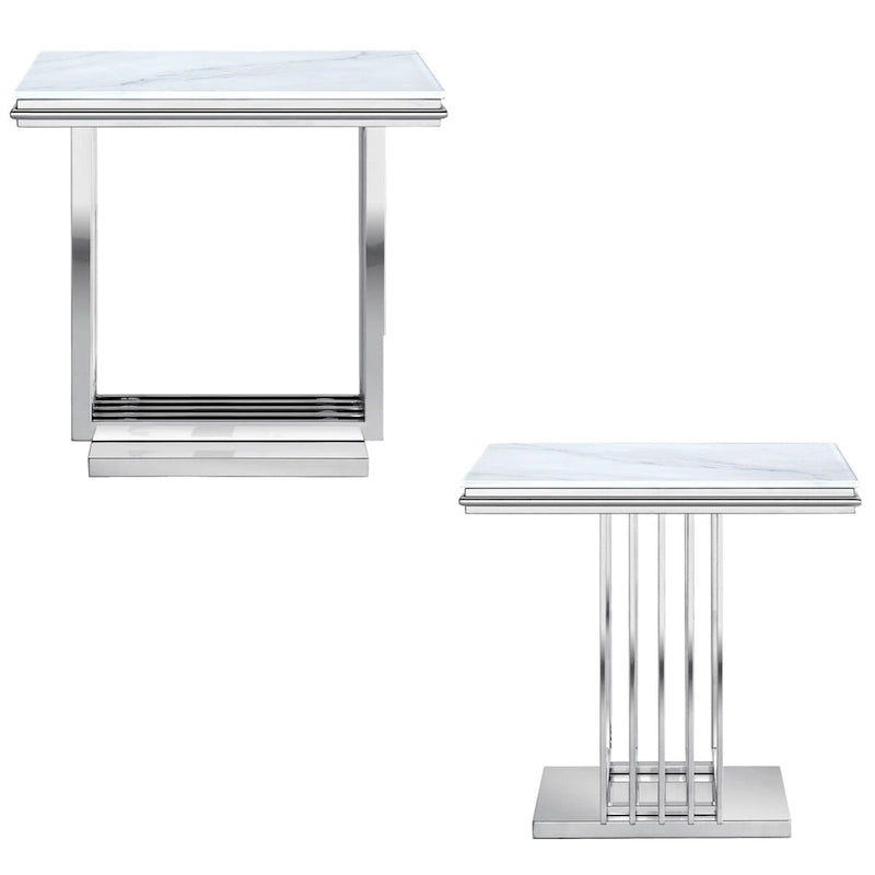 Table d'appoint en verre argenté, plateau carré en verre trempé, usage individuel
