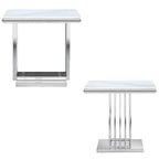 Table d'appoint en verre argenté, plateau carré en verre trempé, usage individuel
