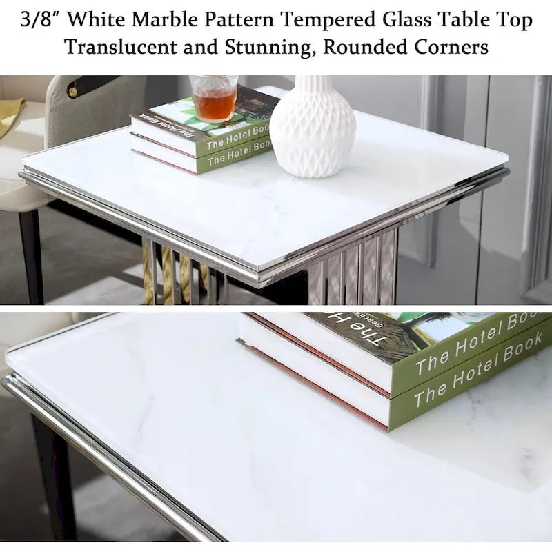 Table d'appoint en verre argenté, plateau carré en verre trempé, usage individuel