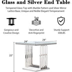 Table d'appoint en verre argenté, plateau carré en verre trempé, usage individuel