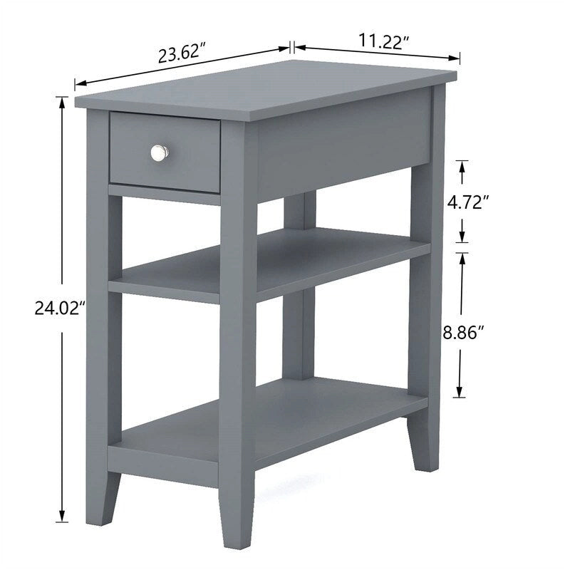 Table d'appoint étroite avec tiroir et étagère – Noir / Blanc / Gris / Expresso, Simple