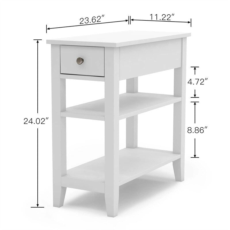 Table d'appoint étroite avec tiroir et étagère – Noir / Blanc / Gris / Expresso, Simple