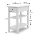 Table d'appoint étroite avec tiroir et étagère – Noir / Blanc / Gris / Expresso, Simple