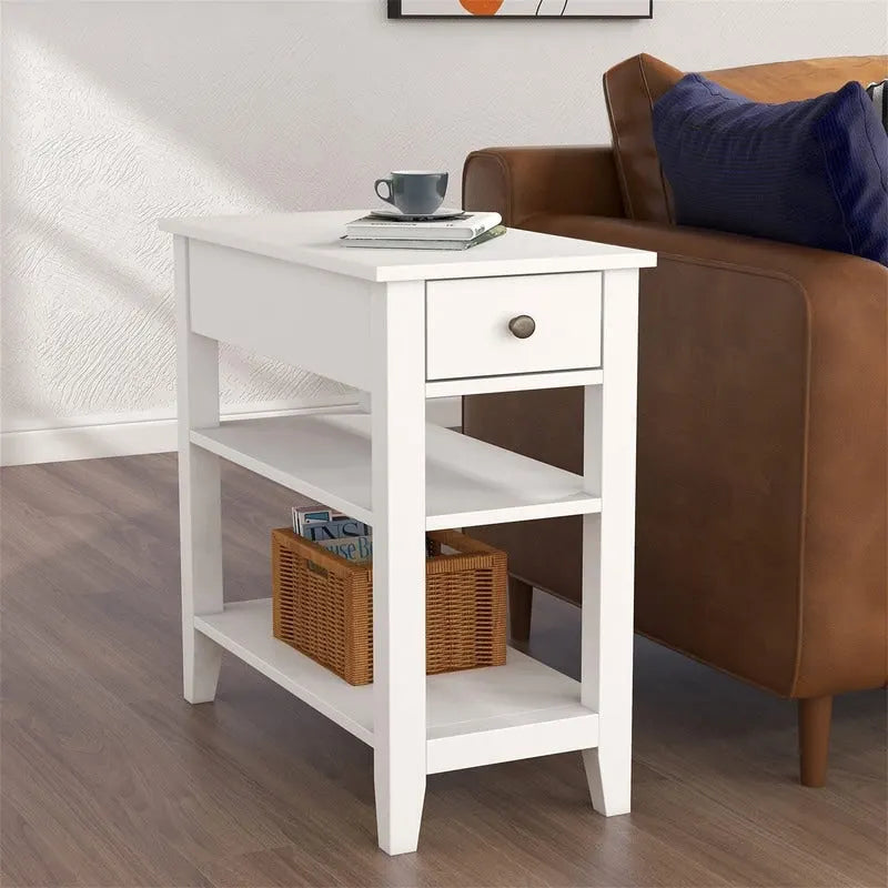 Table d'appoint étroite avec tiroir et étagère – Noir / Blanc / Gris / Expresso, Simple