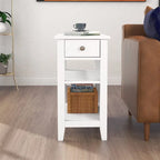 Table d'appoint étroite avec tiroir et étagère – Noir / Blanc / Gris / Expresso, Simple