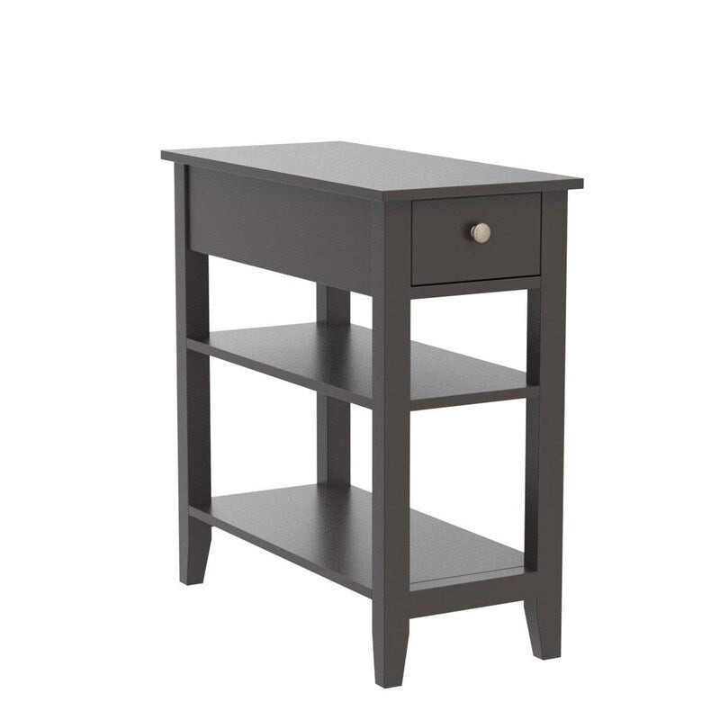 Table d'appoint étroite avec tiroir et étagère – Noir / Blanc / Gris / Expresso, Simple