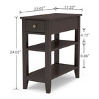 Table d'appoint étroite avec tiroir et étagère – Noir / Blanc / Gris / Expresso, Simple