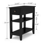 Table d'appoint étroite avec tiroir et étagère – Noir / Blanc / Gris / Expresso, Simple