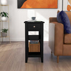 Table d'appoint étroite avec tiroir et étagère – Noir / Blanc / Gris / Expresso, Simple
