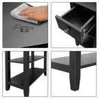 Table d'appoint étroite avec tiroir et étagère – Noir / Blanc / Gris / Expresso, Simple