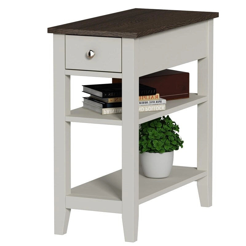 Table d'appoint étroite avec tiroir et étagère – Noir / Blanc / Gris / Expresso, Simple