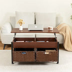 Table basse marron relevable avec rangement caché, 1 personne