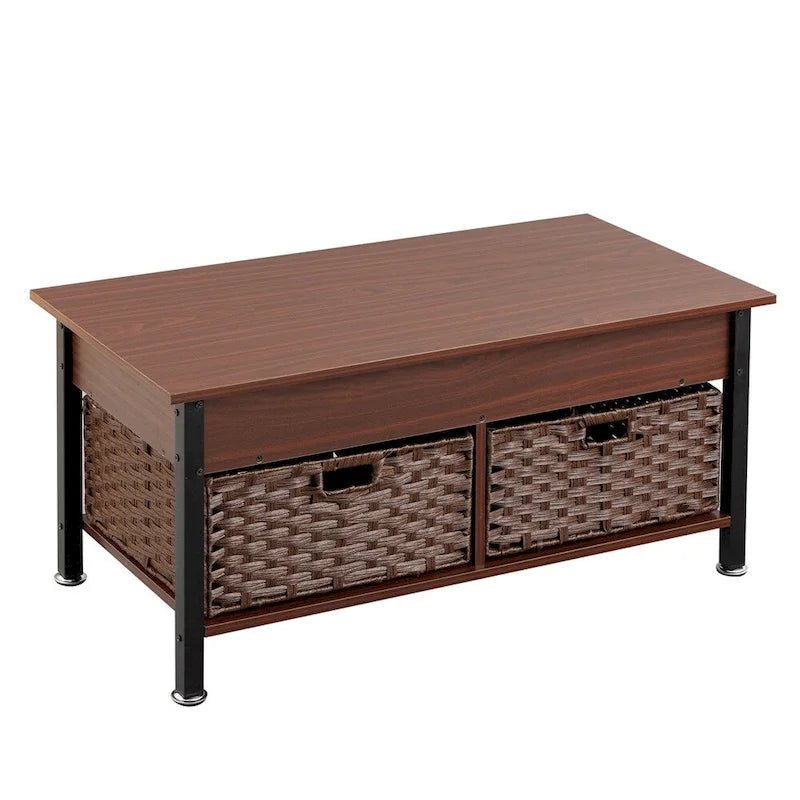 Table basse marron relevable avec rangement caché, 1 personne