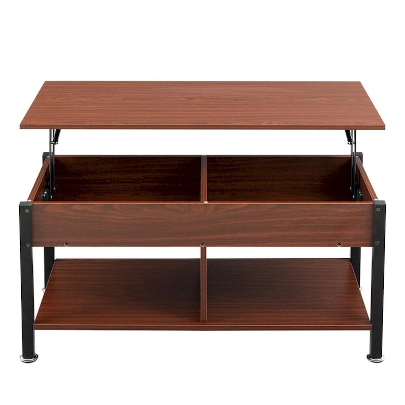 Table basse marron relevable avec rangement caché, 1 personne