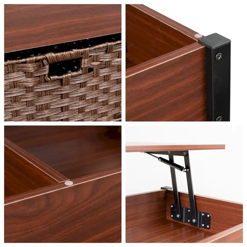 Table basse marron relevable avec rangement caché, 1 personne