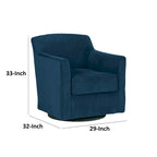 Fauteuil d'appoint pivotant en velours bleu, une place, accoudoirs incurvés, base en bois noir