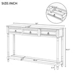 Console avec 3 tiroirs et étagère inférieure, coloris Espresso / Bleu marine vieilli / Beige / Blanc cassé, montage par 1 personne