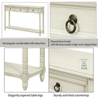 Console avec 3 tiroirs et étagère inférieure, coloris Espresso / Bleu marine vieilli / Beige / Blanc cassé, montage par 1 personne